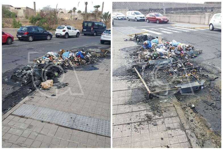 Esta madrugada fueron quemados cuatro contenedores en Las Remudas (Foto TA)